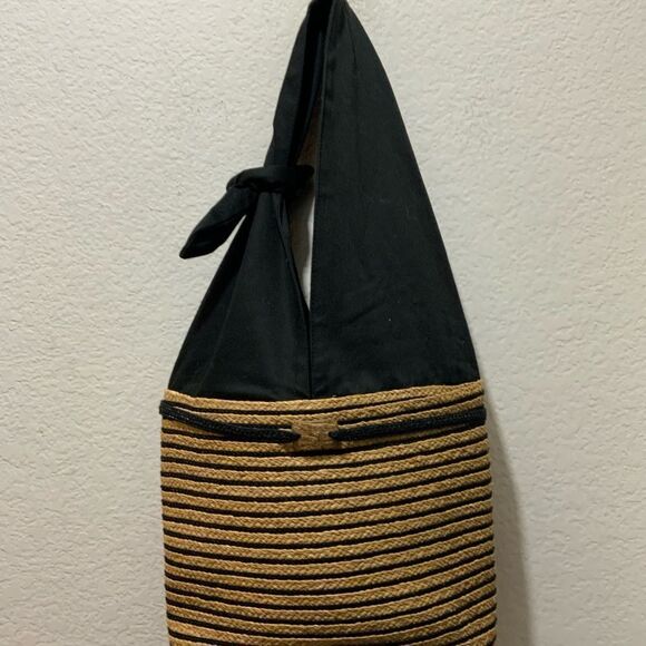 SS Something Special  100% raffia  Straw beach bag lined bow hobo tote - Picture 3 of 10